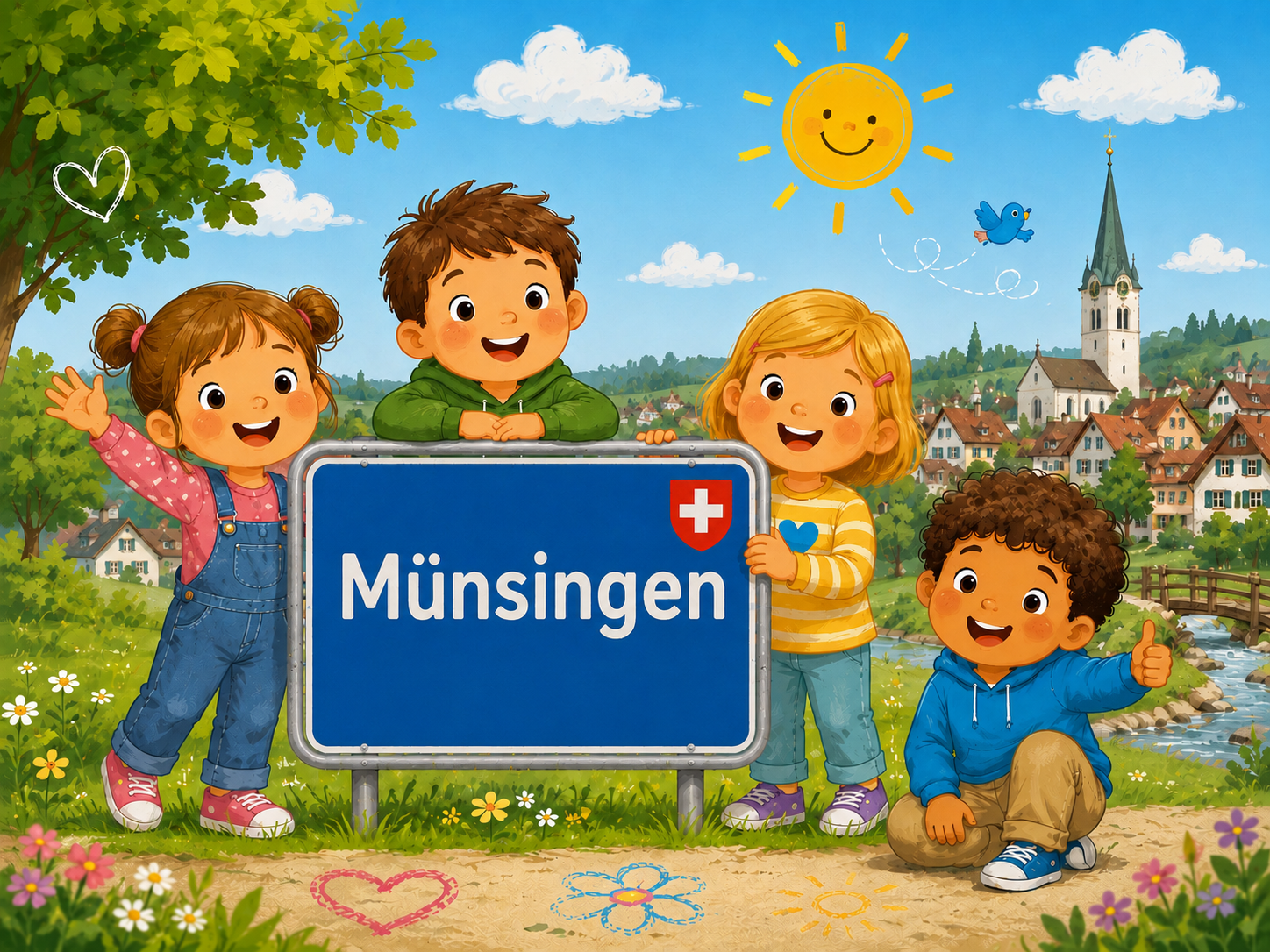 Münsingen Schild blau