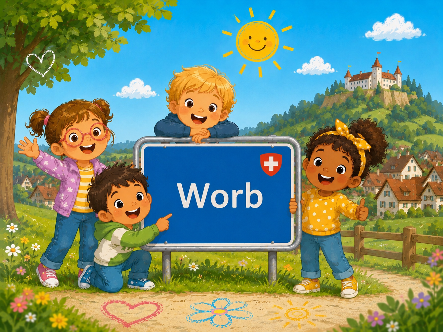 Worb Schild blau